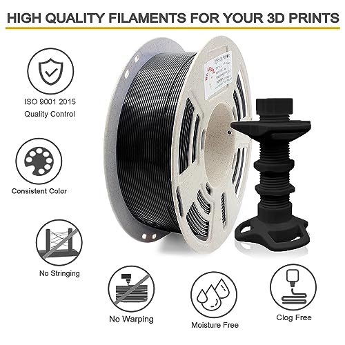 Image of Reprapper Black PETG Filament for 3D Printer 1.75 mm (± 0.03 mm) 2.2 lb (1 kg) Perfectly Coiled in Recycled Spool