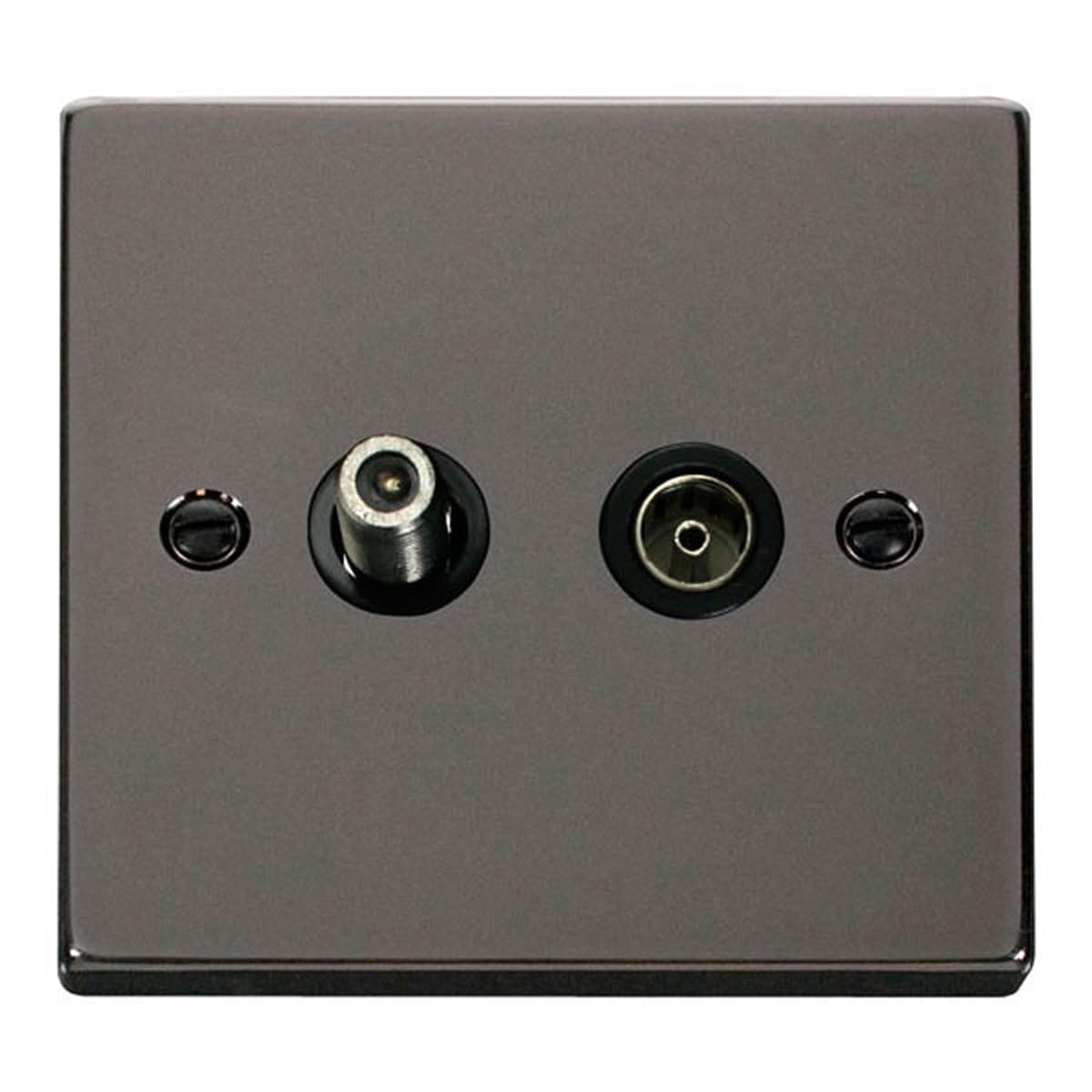 Click Black Nickel Satellite And Isolated Coaxial 1 Gang Socket