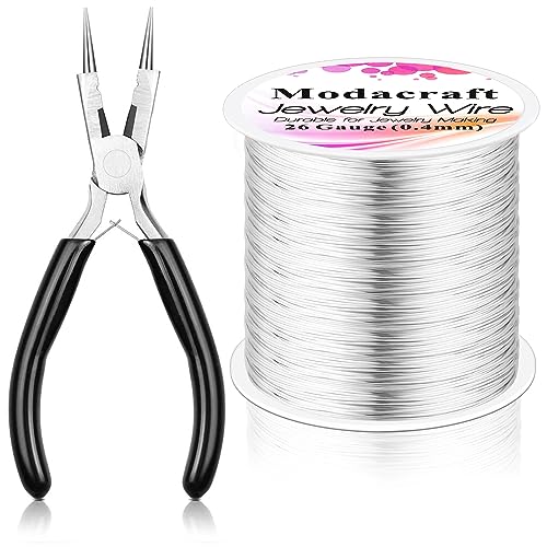 modacraft 26 gauge wire for jewelry making with multipurpose piler 3281 ft04 mm craft silver jewelry wire tarnish resistant copper beading making supplies and crafting silver