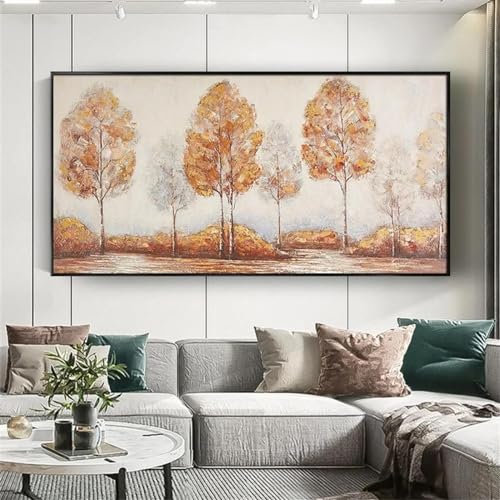 Images murales salon entrée peinture arbre rouge toile moderne avec cadre de taille 50x70cm