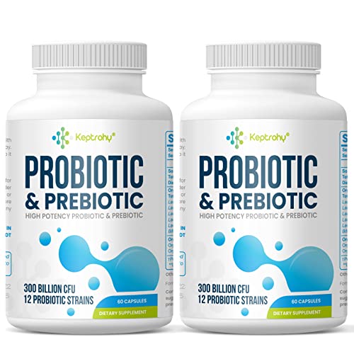 Probiotics for Women and Men 300 Billion CFU from 12 Strains Probiotics for Digestive Health Organic Prebiotics Blend Shelf Stable Probiotic Supplement for Gut Health Improve Immune 120 Capsules