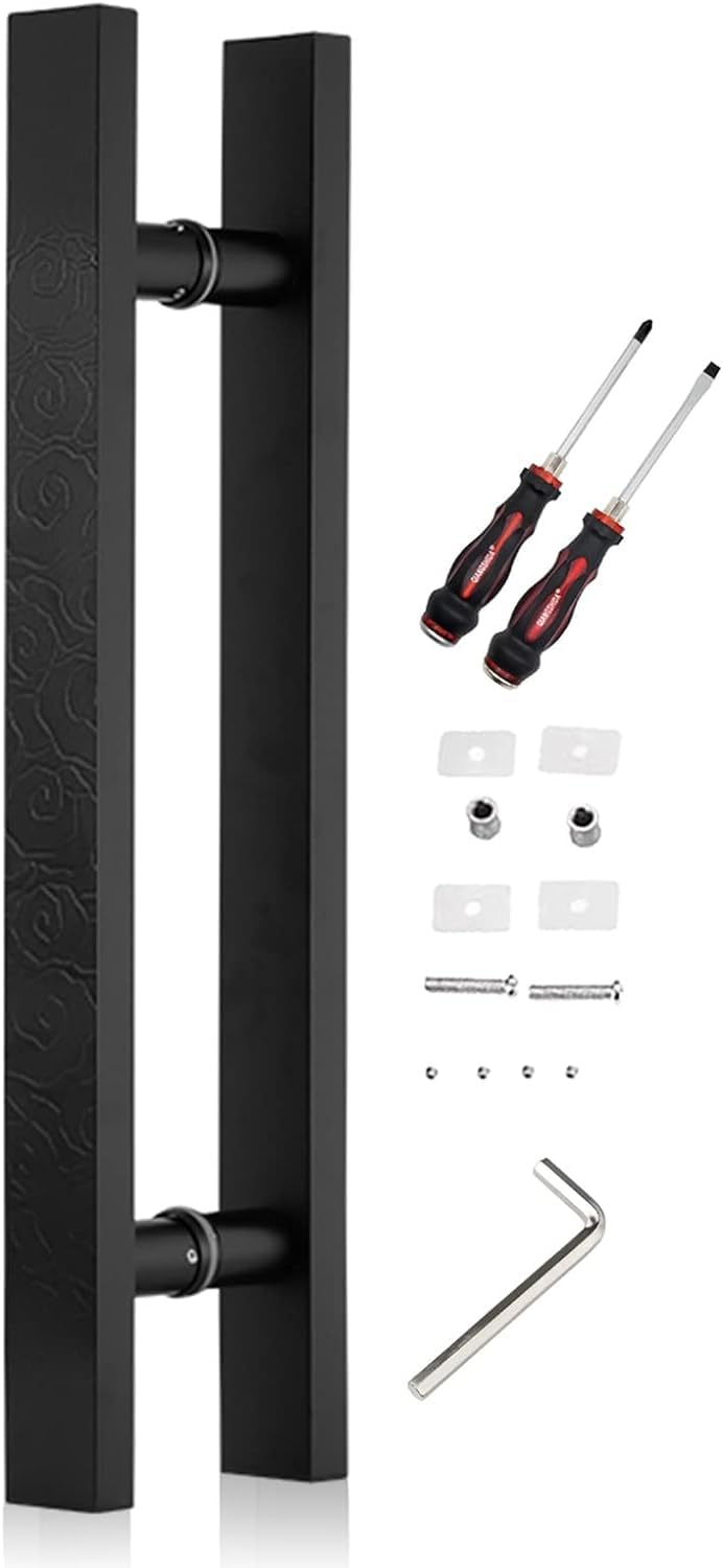 Poignée de porte d'entrée en acier inoxydable noir mat design chic