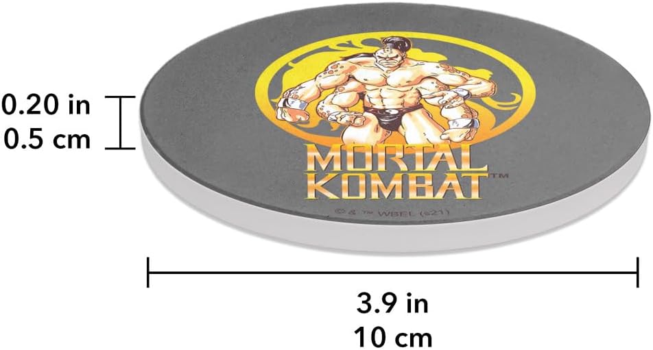 GRAPHICS & MORE Mortal Kombat Goro Round Ceramic Coasters, Set of 2, 3.9" Ceramic Stone & Cork Base, Drink Coaster for Tabletop Protection - Image 6