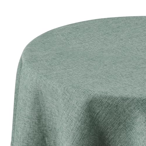 Deconovo Manteles de Mesa, manteles de Aspecto Lino Lavables, Mantel Redondo, 140 cm, Menta Verde, 1 Pieza