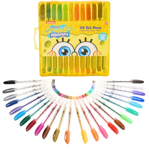 Innovative Designs Nickelodeon SpongeBob SquarePants Gel Pens Set for Kids, 24 Pack with Glitter Gel Pens, Cute Pens for Boys and Girls