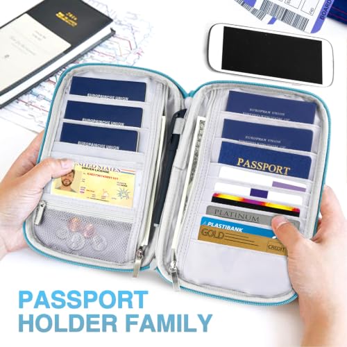 Image of Passport Holder Family, Women Rfid Blocking Passport Wallet, Travel Essentials Premium Wallets, Waterproof Passport Holders Bag for Men Traveling, Travel Document Organizer Credit Cards Case