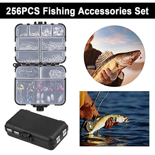 Equipamento de pesca, Andoer 256pcs Kit de acessórios de pesca Ganchos de manivela Pesos de afundame