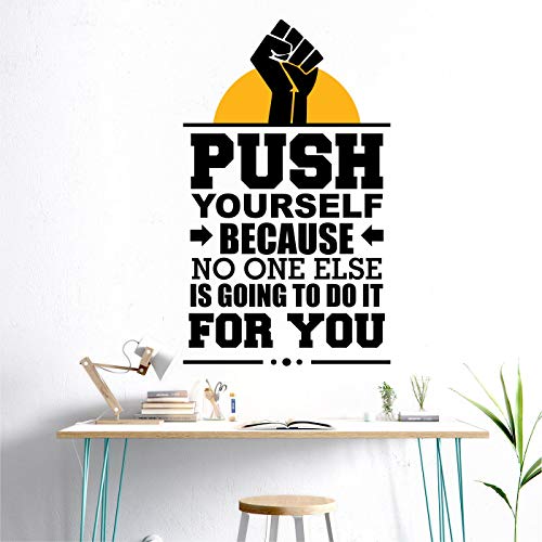 Image of StickMe 'Push Yourself - Office - Inspirational - Motivational - Quotes - Wall Sticker ' -SM642 (Multi Colour, Vinyl - 80cm X 45 cm)