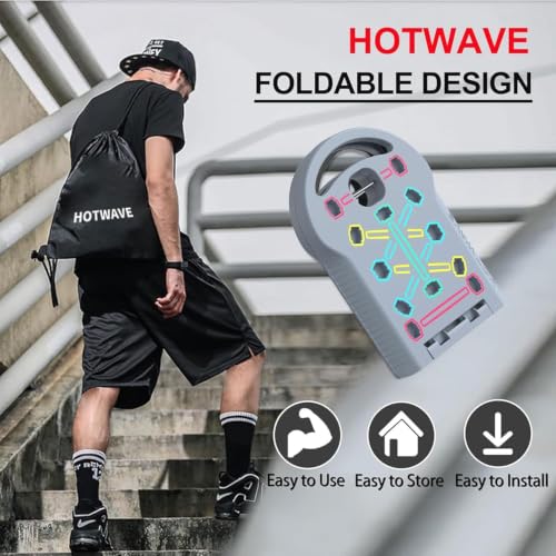 Image of HOTWAVE Push Up Board Fitness, Portable Foldable 20 in 1 Push Up Bar at Home Gym, Pushup Handles for Floor. Professional Strength Training Equipment For Man and Women