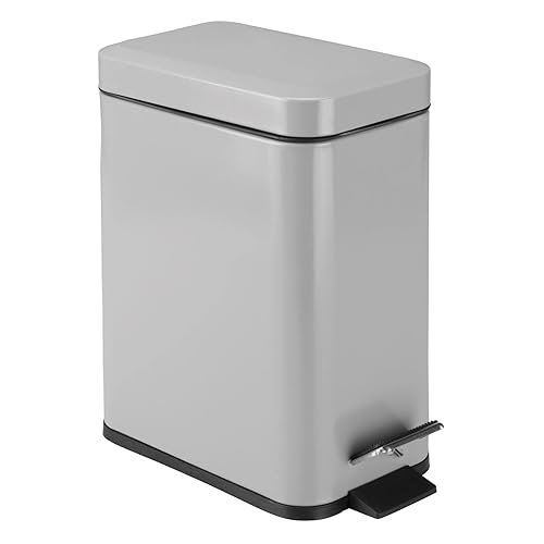 Miniatura 87 de mDesign - Cubo de basura de 1,3 galones de perfil delgado con escalón de metal, papelera, contenedor de basura, baño, tocador, dormitorio, cocina,