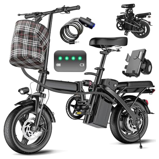 Electric Bike for Adults Teens, Folding E-Bike,Commuter City Foldable ebike with 560W Motor 48V 10Ah Battery, 24MPH 3-Level Pedal Assist, Dual Disc Brakes,14" Compact Electric Bicycle with Pedals
