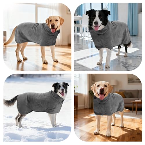 Albornoz de microfibra para perros grandes gris talla XL 7