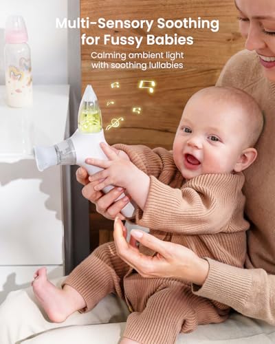 Image of GROWNSY SniffEase Spa 3-in-1 Nasal Aspirator for Baby - Spray, Suction & Mist, Hospital-Grade Powerful Electric Nose Suction with Soothing Light & Music, Larger Chamber (Light Grey)
