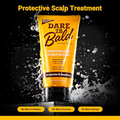 Image of Dare 2B Bald Complete Head Care Trio | Cleanse, Shave, Moisturize | Tea Tree Oil Bald Head Regimen for Men | Scalp Cleanser 8 oz, Shave Cream 5 oz, Moisturizer Lotion 4.75 oz