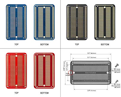 Image of ElectroCookie Solderable Breadboard PCB Board for Electronics Projects Compatible for DIY Arduino Soldering Projects, Gold-Plated (9 Pack + 3 Mini, Multicolor Pack)