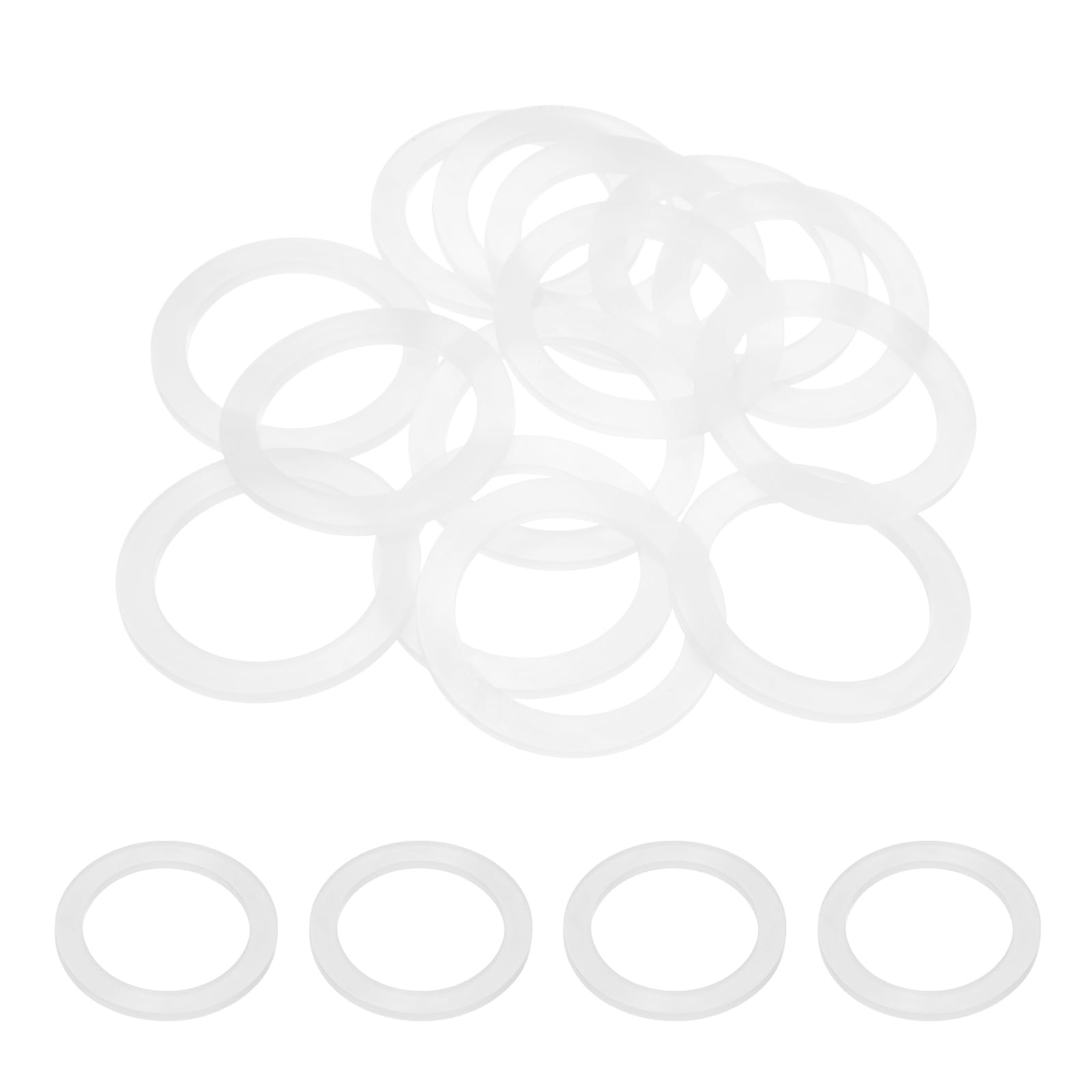 sourcing map 30 Pcs Silicone Washers, 15mm x 42mm x 3mm O-Ring Seals Hose Washer Plumbing Gaskets for Water Pipe Faucet Shower Head Garden Hose Seal, White