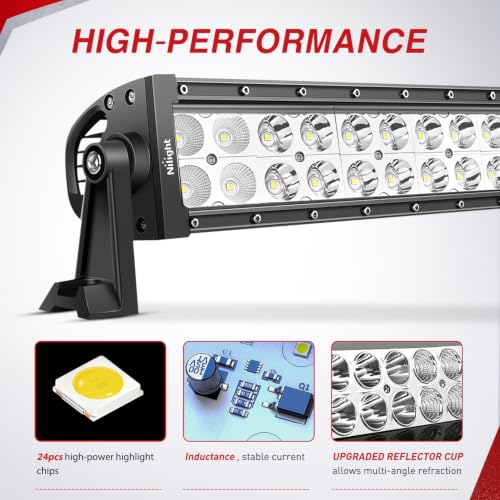 Image of Nilight 13.5 Inch 72 W LED Light Bar with Yellow Black Covers
