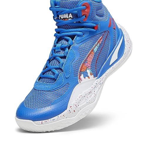PUMA Mens Playmaker Pro Mid Basketball, Bluemazing-for All Time Red, 72
