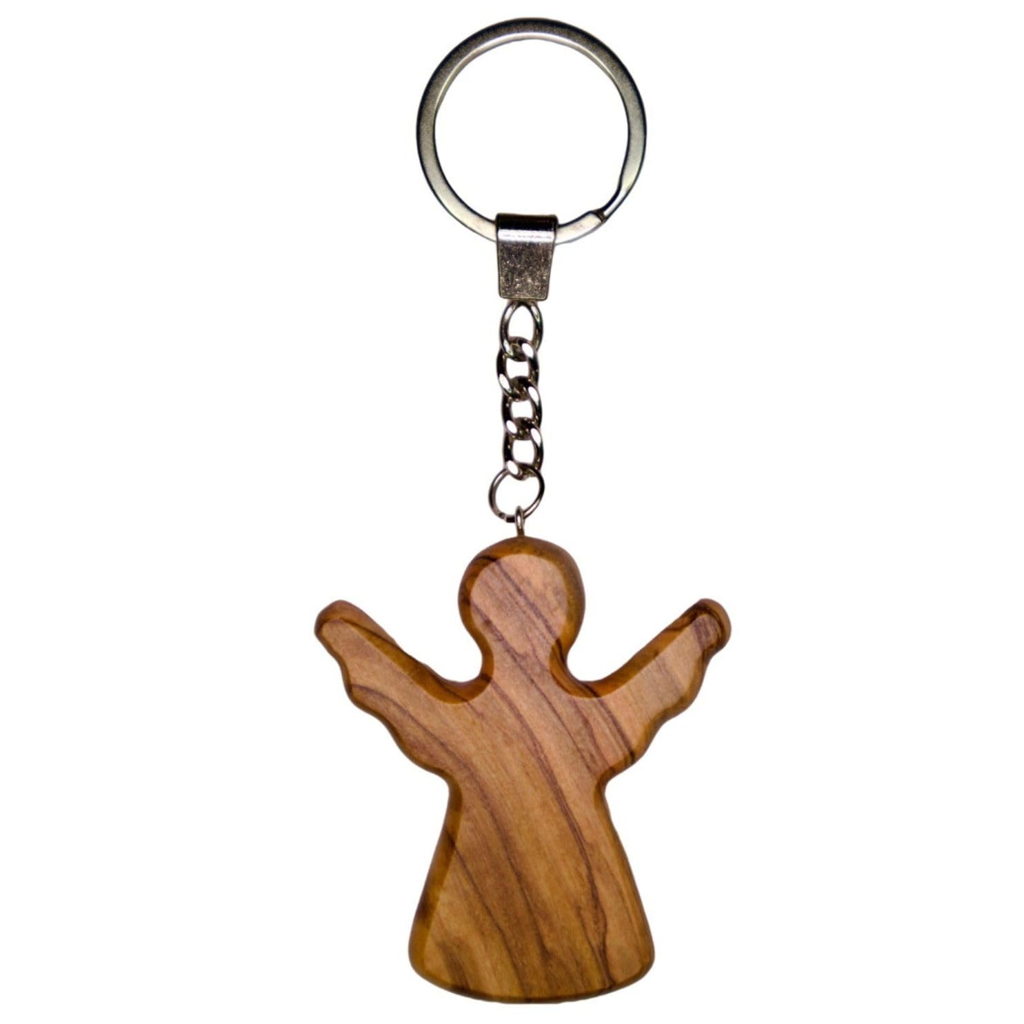 KASSIS Olive Wood Guardian Angel Keychain, Handmade Angel Figurine Lucky Charm, Christian Keyring from Bethlehem