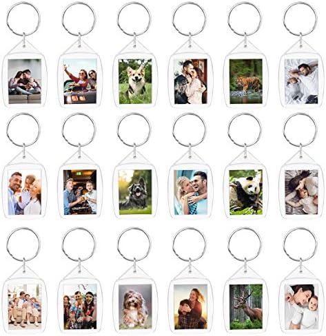 Kurtzy Blank Photo Insert Key chains (50 Pack) - Each Key ring is 3.2 x 5.4cm - Translucent Clear Acrylic Key Rings for Double Sided Photos - Small Picture Frames for Family, Friends, Gifts & Crafts