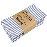 INFEI Plain Striped Cotton Linen Blended Dinner Cloth Napkins - Set of 12 (17 x 17 inches) - for Eve