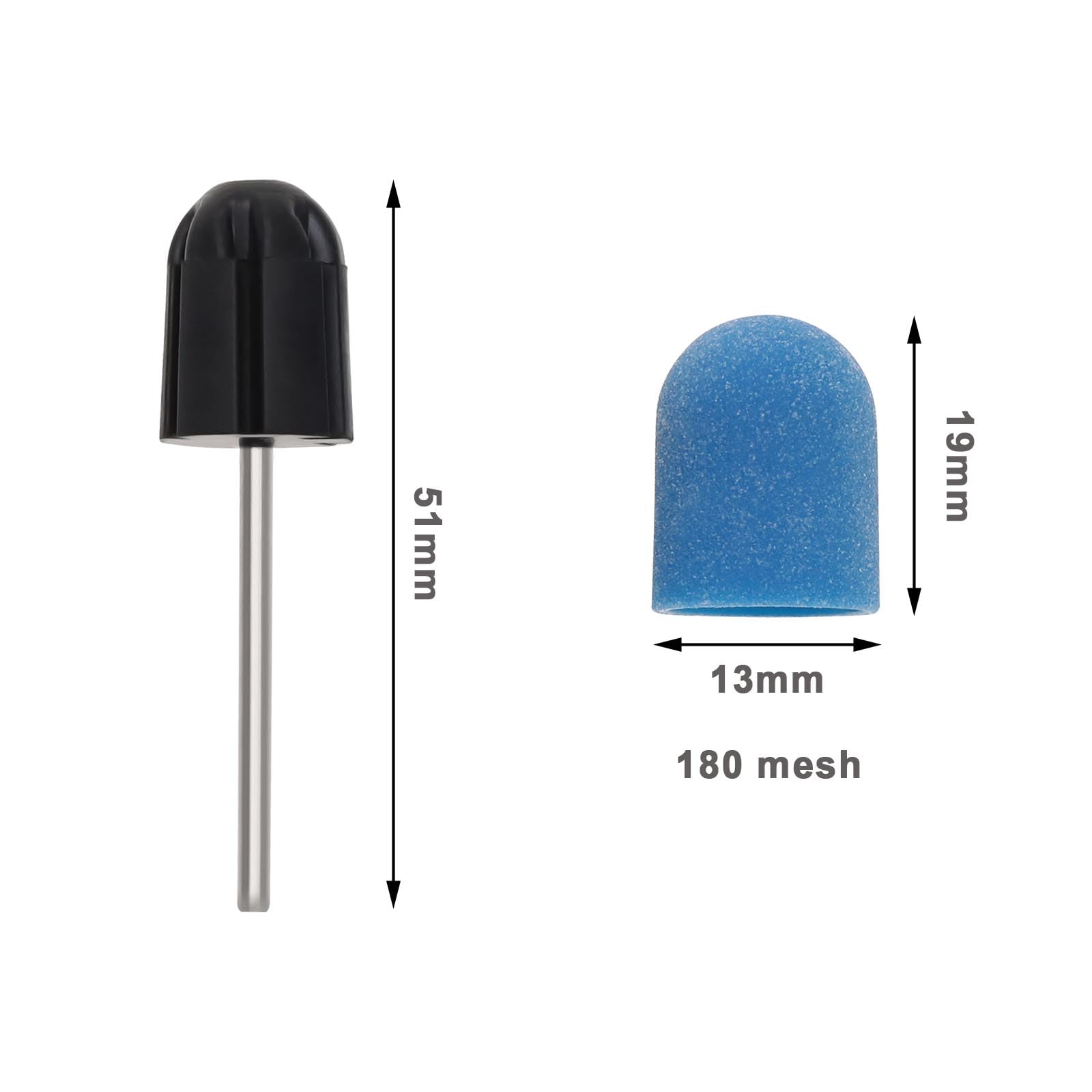 eMagTech 11pcs Sanding Cap Polisher Nail Drill Accessory Blue Sand Cap For Nail Enhancement And Pedicure 13x19mm 180 Grit Fine - Image 4