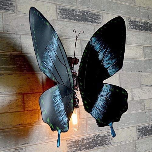 Mopoq Creative Steampunk Vintage Pictogram Butterfly Iron Metal Water Pipe Wall Lamp Industrial Loft Cafe Bar Wall Light E27 Edison Restaurant Corridor Aisle Wall Lighting Fixture (Size : 1pcs)