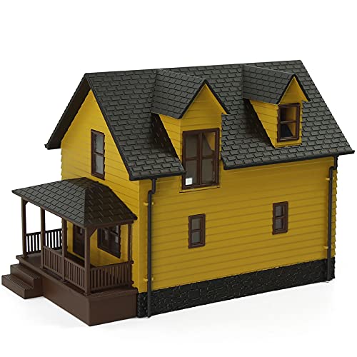 O Scale Christmas Village Model Building 1:50 Residential Modern House Assembled Architectural for Model Train Layout Diorama JZO01 (Yellow)