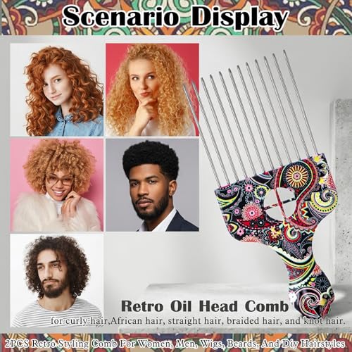 Peines profesionales Yuanchu 2 pack para cabello rizado miniatura 5