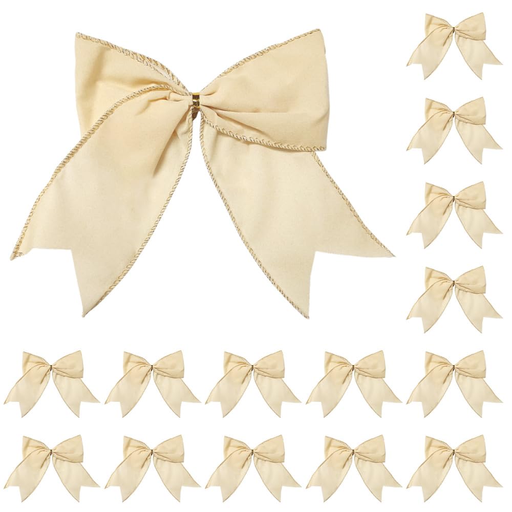 Christmas Velvet Bows, 15PCS Xmas Tree Topper Bow Christmas Vintage Bows Ornaments for Home Holiday Wedding Garland Wreath Decor