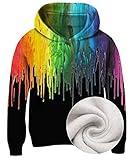 Idgreatim Teenagers Boys Pullover Hoodies Long Sleeve Rainbow Sweatshirt 3D Paint Hip-hop Youth Hood