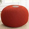 Large ottoman foot stool knitted foot rest round pouf chair modern living room furniture bean bag room decor bedroom footstool boho pouffe home decor poof 20w x 15h terracotta  urban country home decor