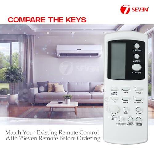 Image of 7SEVEN Compatible with Whirlpool AC Remote Control Model 210H Suitable for 1 1.5 2 Ton Split and Window Air Conditioner - Match Each Key by Key Exactly with Existing AC Remote Function