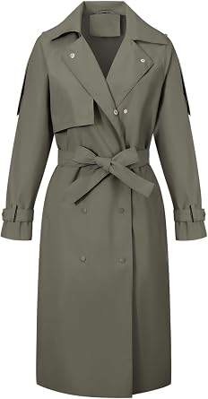 Bellivera Womens Trench Coat Long Loose Jacket Spring Fall Overcoat with Belt