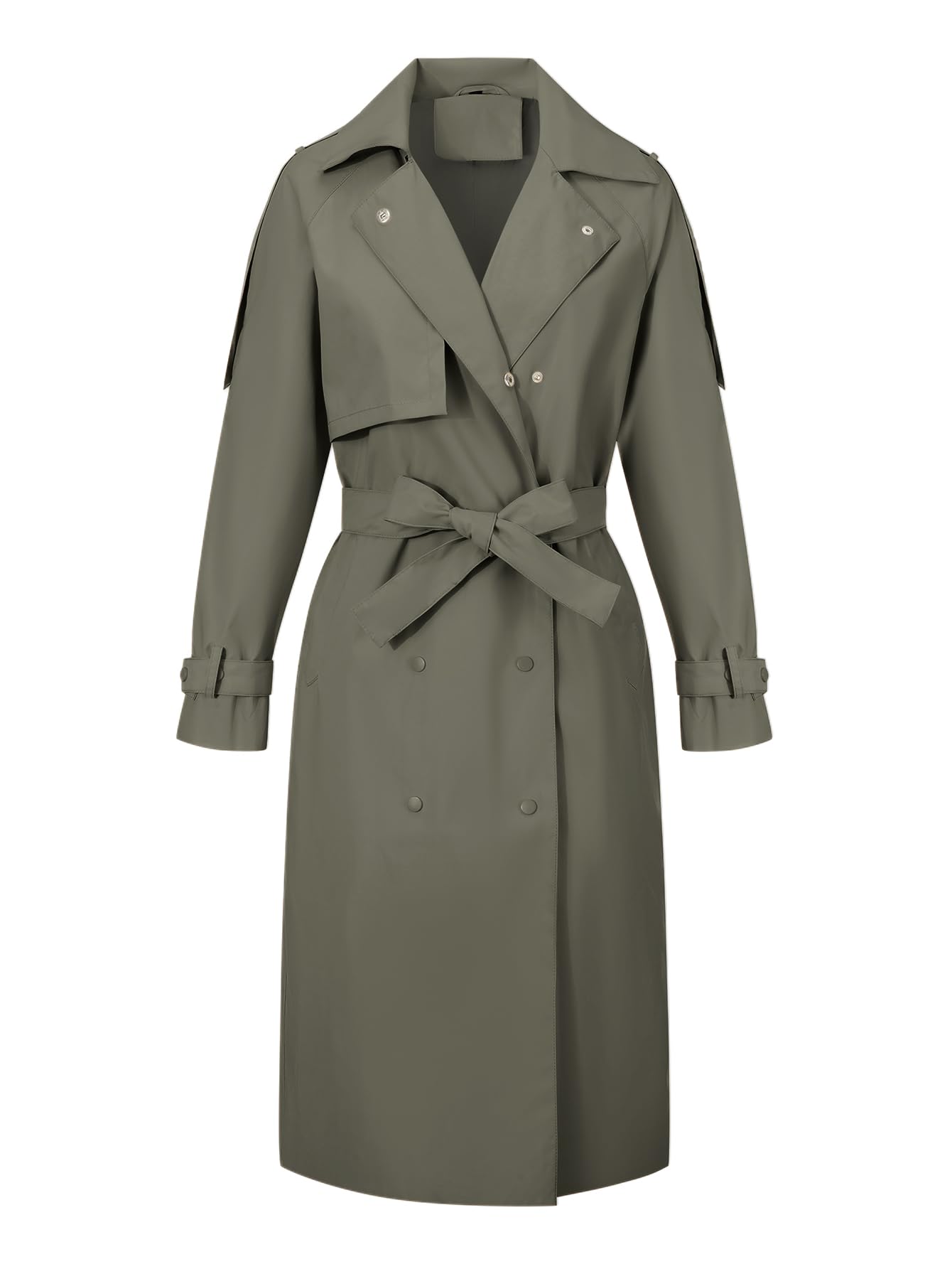 Bellivera Women's Classic Long Windproof Trench Coat With Belted Waist