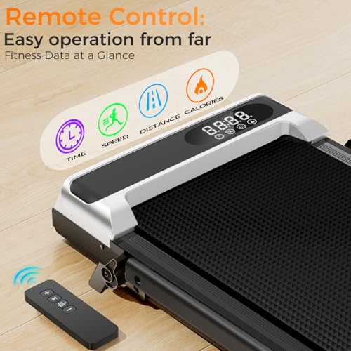 Walking Pad Treadmill with 8% Incline for Home Office,3.0HP Low Noise Portable Folding Under Desk Treadmill with Remote Control,Jogging Running Machine,350 Lbs Capacity,LED Display,Handle Bar - Image 3