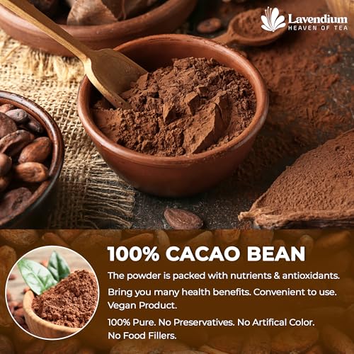 Image of Lavendium 25oz (1.56 lbs) Cacao Powder, 100% Natural & Pure, Unsweetened, Rich Chocolate Flavor, Perfect for Baking & Smoothies No Additives, No Gluten, Vegan