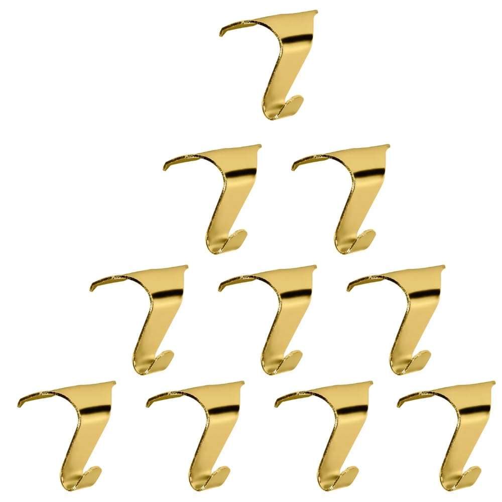 SISI UK Brass Plated Picture Rail Hanging Moulding Hooks 38mm Heavy Duty Dado Picture Rail Hooks for Arts & Photos Pack of 10