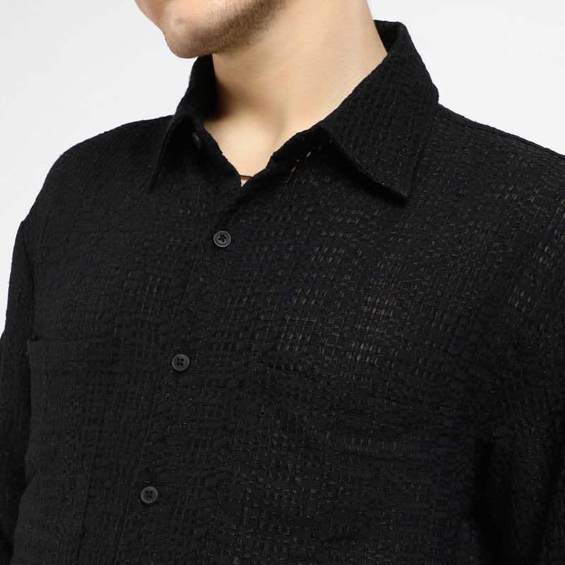 Image of CAHOOT Men's Shacket for Casual Wear | Spread Collar | Long Sleeve | Button Closure | Overshirt /Shacket Crafted with Comfort Fit for Everyday Wear