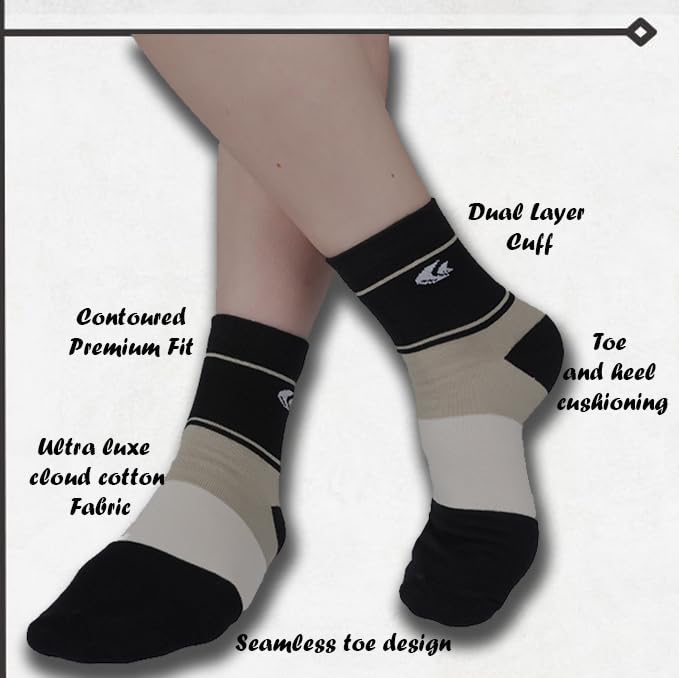 Image of Allen Cooper Pure Cotton Socks Pack of 3 /5 Ankle /full Length Free Size Mens and Womens