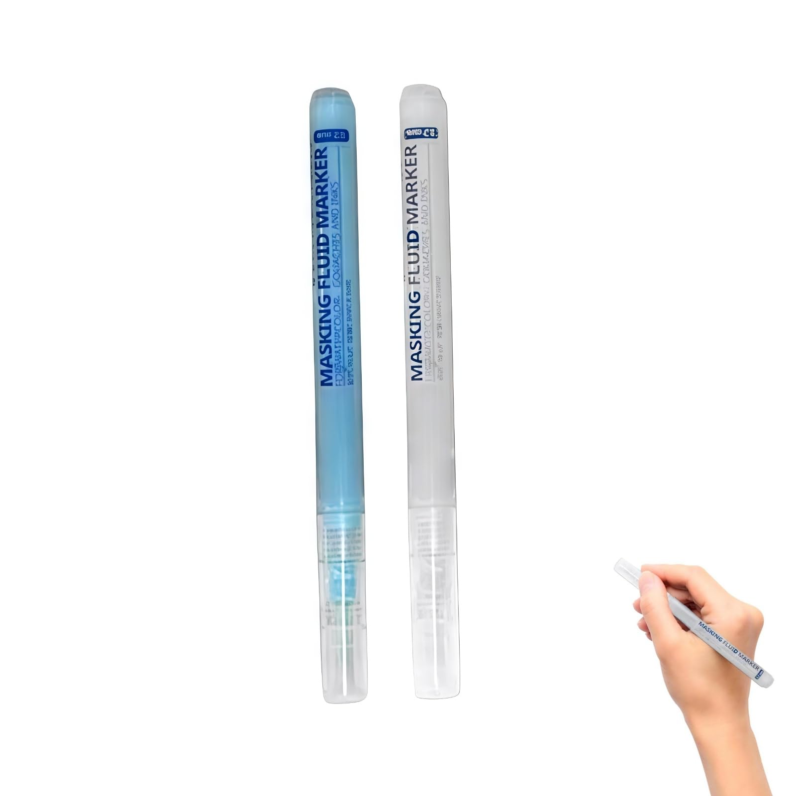 2PCS Masking Fluid for Watercolour Painting,Masking Fluid Pen, Blue&White Paint Pen,Precision Covering Liq/uid Mas/king Fluid P/en,Art Drawing P/ens Watercolor Medium Art Supplies for Artists