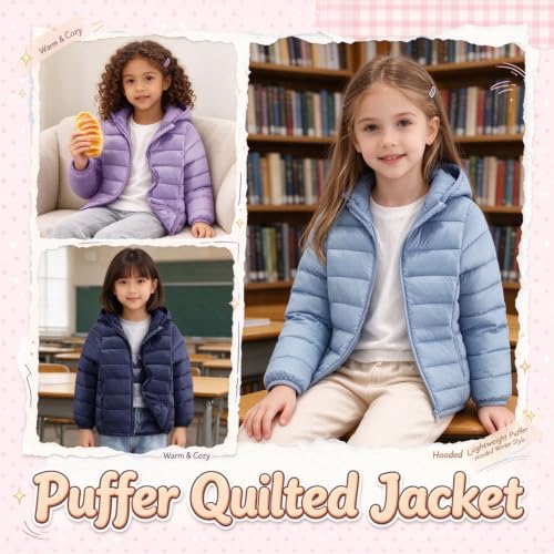 Girls Boys Winter Coat Warm Casual Zip Up Hooded Puffer Quilted Jacket - image 4
