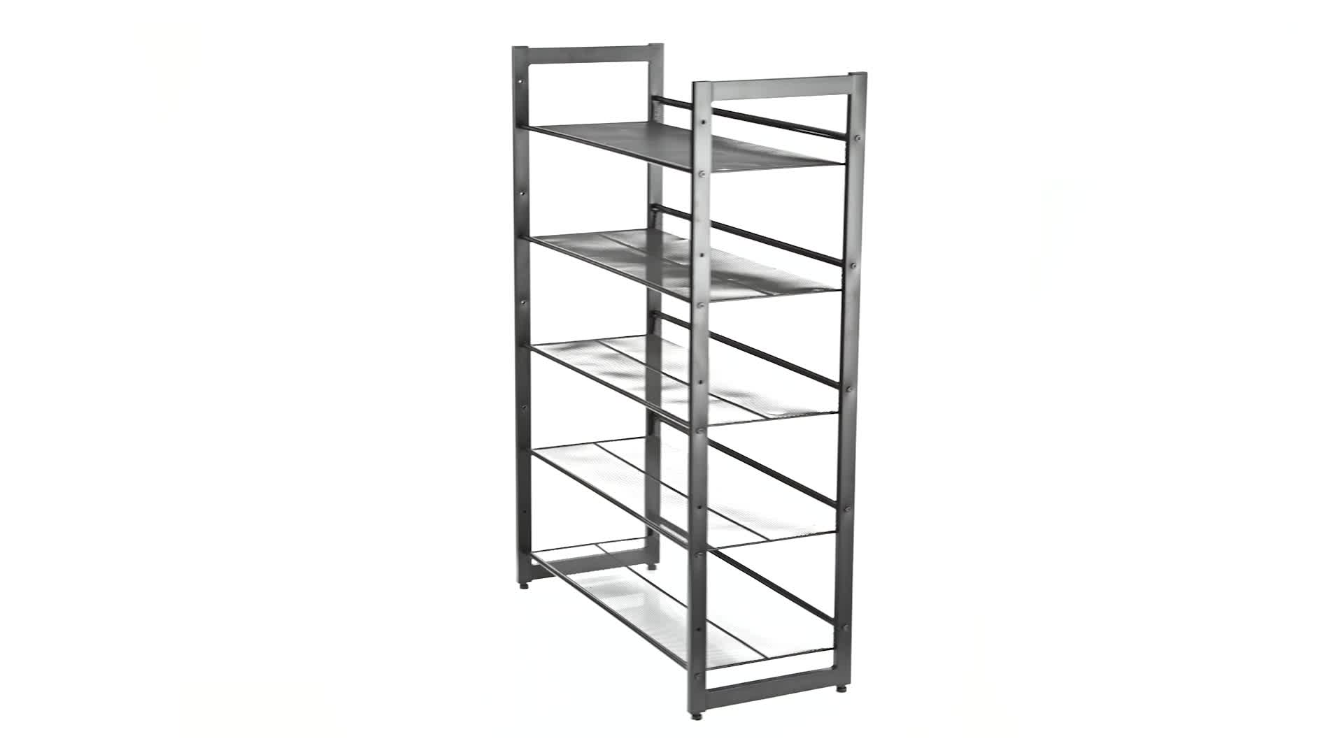 Scarpiera stretta in stile industriale a 2 ripiani, con seduta e ripiani in metallo, per ingresso, camera da letto e soggiorno, design compatto (60 x 20 x 48 cm