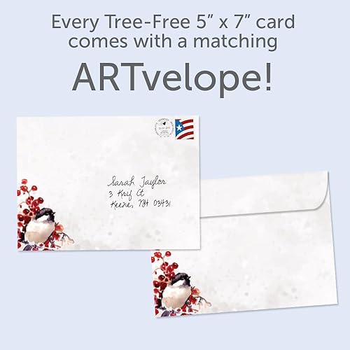 Miniatura 2 de Tree-Free Greetings Paquete de 2 sobres navideños a juego, respetuoso con el medio ambiente, fabricado en Estados Unidos, papel 100% reciclado, 5 x