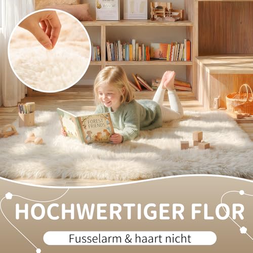 VOFUSHON Teppich Wohnzimmer 160 x 230 cm Creme – Ansicht 6