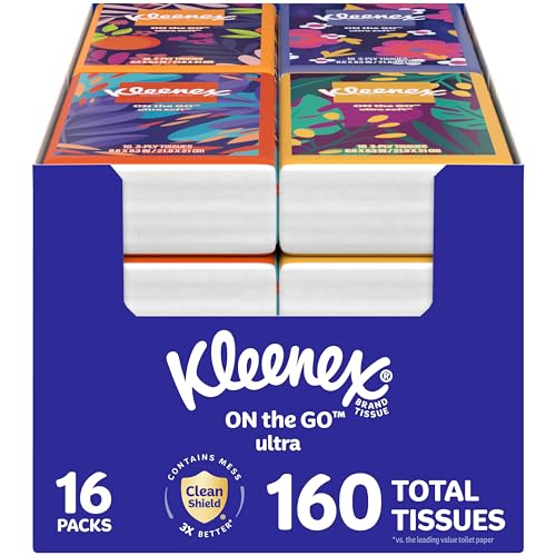 Kleenex On-The-Go Facial Tissues 16 On-The-Go Packs 10 per Box 3-Ply (160 Total) Packaging May Vary