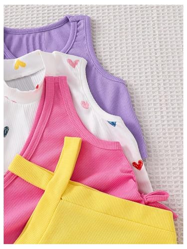 Image of OYOANGLE Toddler Girl's 4 Pack Ribbed Knit Crop Tank Tops Set One Shoulder Summer Camisole