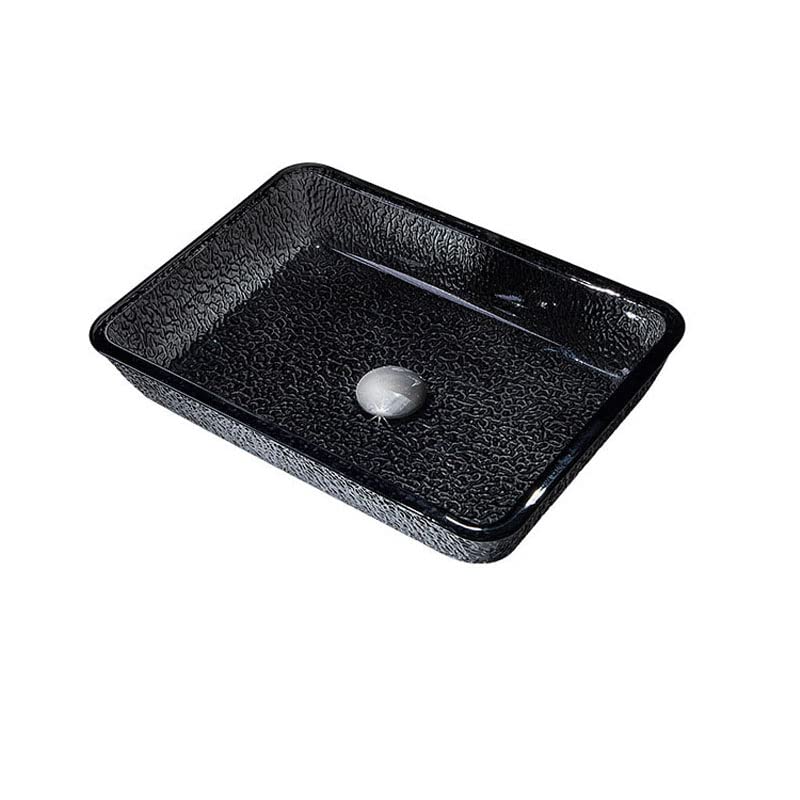 Lavabo rectangulaire en verre moulé noir foncé d'une finition haut de gamme