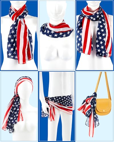 Coume American Flag Scarf for Women Veterans Day Accessories Shawl Independence Day Veterans Decorations3