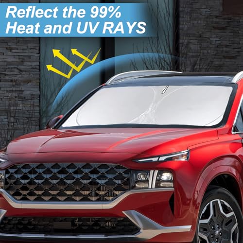 Custom Sunshade for Santa Fe Windshield Sun Shade for 2026 2025-2019 Hyundai Santa Fe, SE, SEL, SEL Plus, Limited, Ultimate Accessories Heat Insulation Cooling Front Window Cover for Windshield